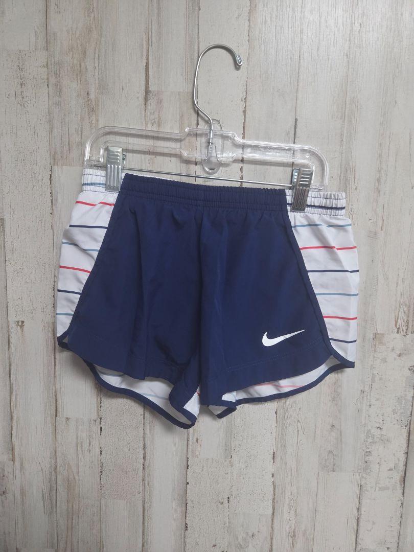 NAVY NIKE STRIPE BACK SHORTS, GIRLS 10/12