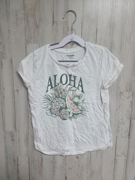 WHITE OLD NAVY ALOHA TEE, GIRLS 10/12