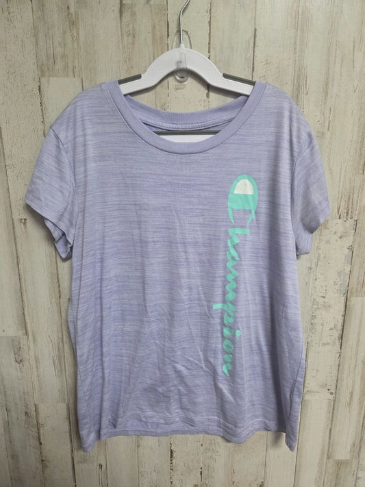 PURPLE CHAMPION LOGO HEATHERED TEE, GIRLS 14/16