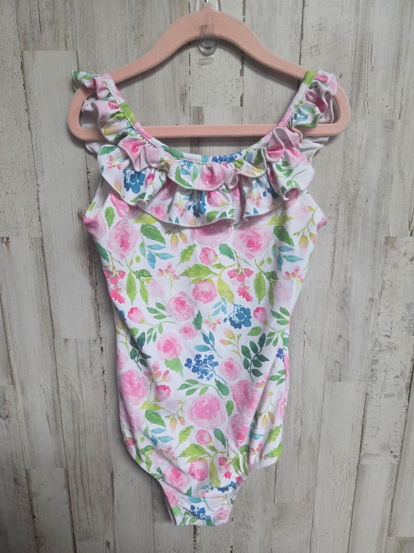 WHITE SWEET HONEY FLORAL SWIM, GIRLS 8