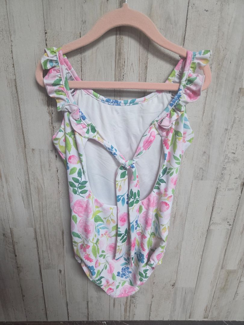 WHITE SWEET HONEY FLORAL SWIM, GIRLS 8