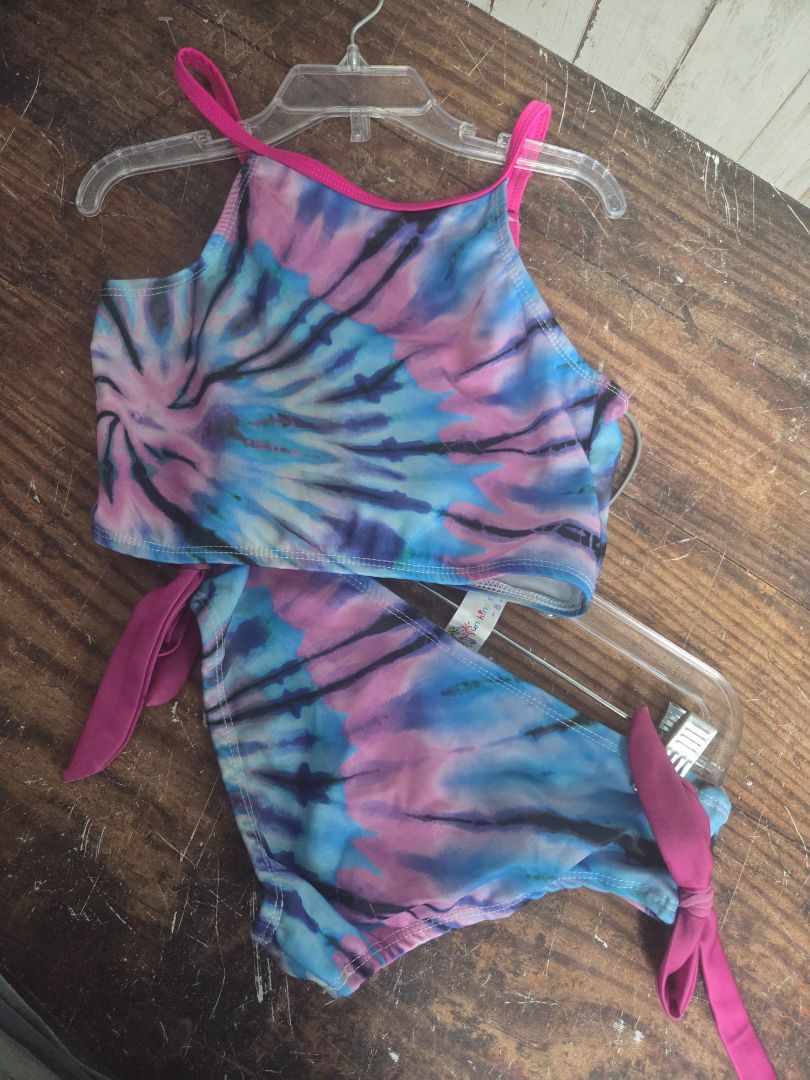 BLUE/PURPLE SUNSHINE SWIM 2PC DYE SWIM, GIRLS 8