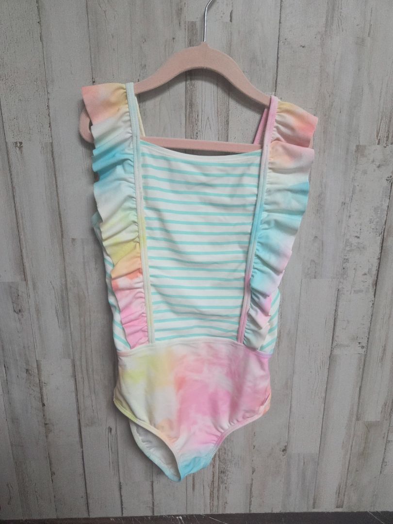 MULTI RUFFLE BUTTS DYE STRIPE SWIM, GIRLS 10