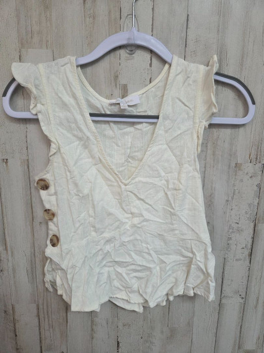 CREAM LOVE & PIECE LINEN BUTTON TOP, LADIES S