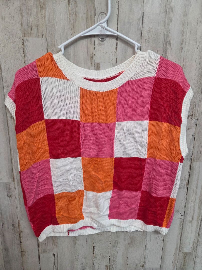 RED ORANGE  CHECK TOP, LADIES S