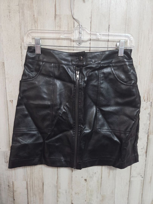 BLACK GLAM FAUX LEATHER SKIRT, LADIES S