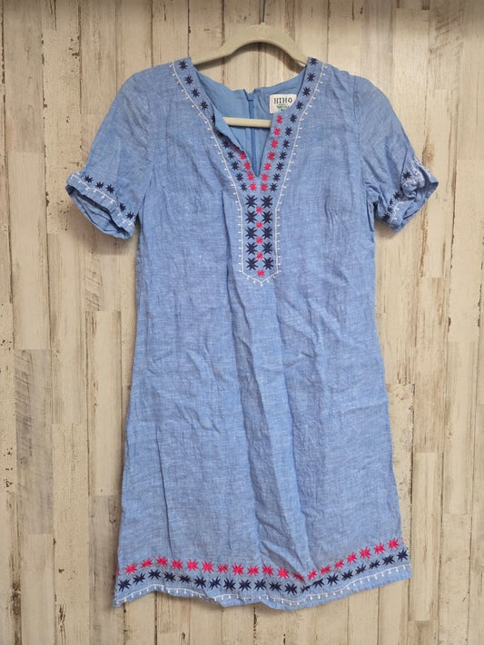 BLUE HIHO EMBROIDERED LINEN DRESS, LADIES S