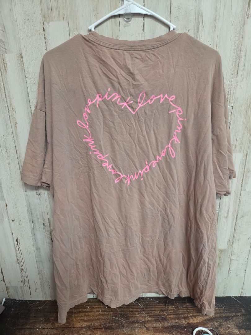 BROWN PINK HEART LOGO TEE, LADIES M