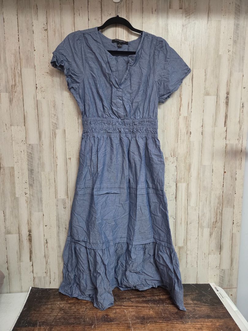 BLUE FRENCH CONNECTION RUFFLE HEM DRESS, LADIES M