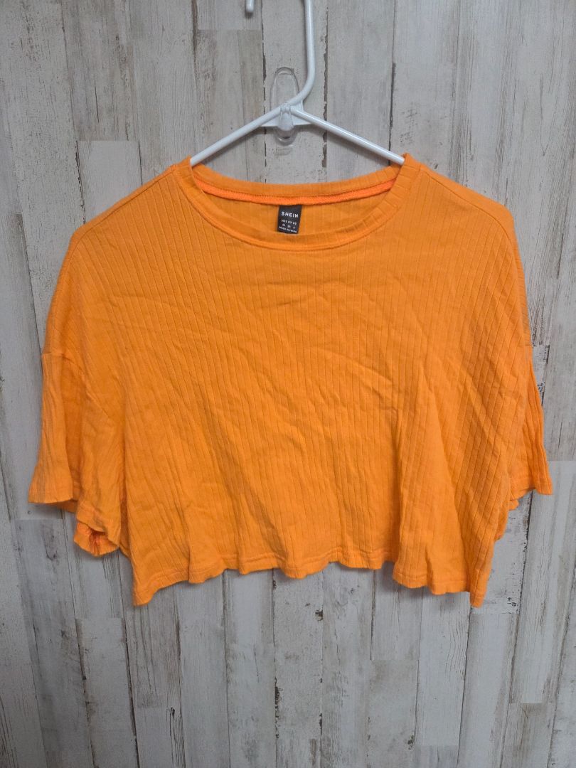 ORANGE SHEIN RIBBED CROP TOP, LADIES M