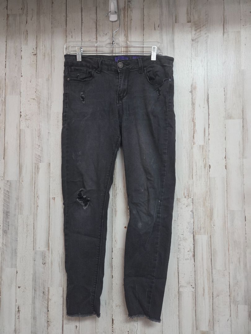 BLACK INDIGO REIN SZ9 DISTRESSED SKINNIES, LADIES M