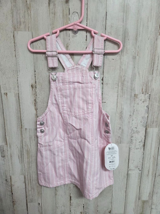 PINK WONDER NATION NEW STRIPED OVERALL DRESS, GIRL 3T