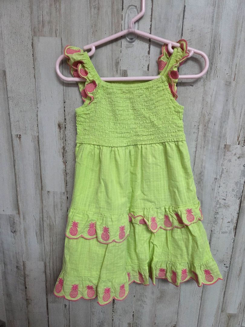 LIME WONDER NATION SMOCKED PINEAPPLE DRESS, GIRL 3T