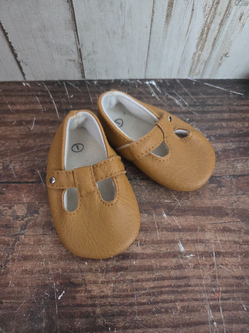 TAN SWEET N SWAG LEATHER TSTRAP SHOES, SHOES 1