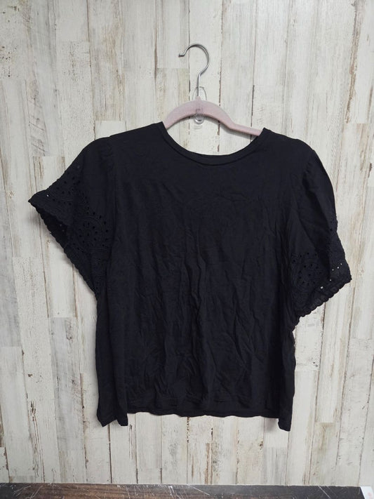 BLACK GAP EYELIT TOP, LADIES L