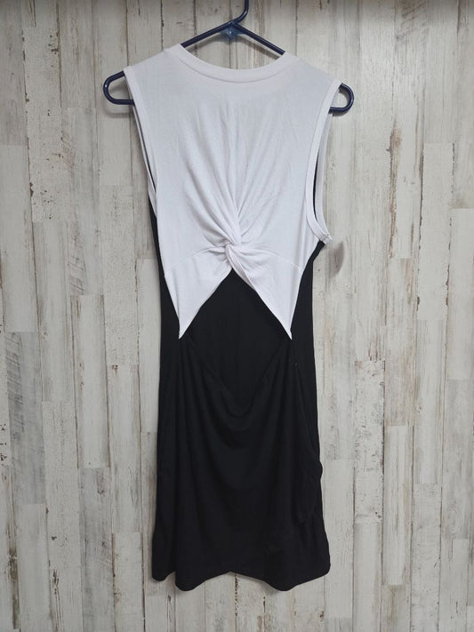 BLACK/WHITE  CUTOUT RIBBED DRESS, LADIES XL