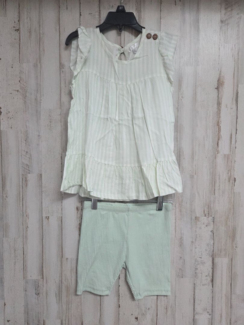 GREEN TAHARI STRIPE 2PC SET, GIRLS 6