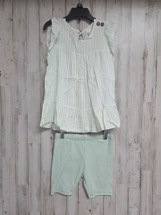GREEN TAHARI STRIPE 2PC SET, GIRLS 6