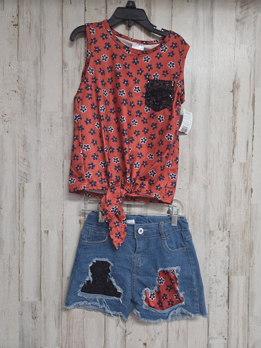 BROWN BOUTIQUE FLOWER 2PC SET, GIRLS 7