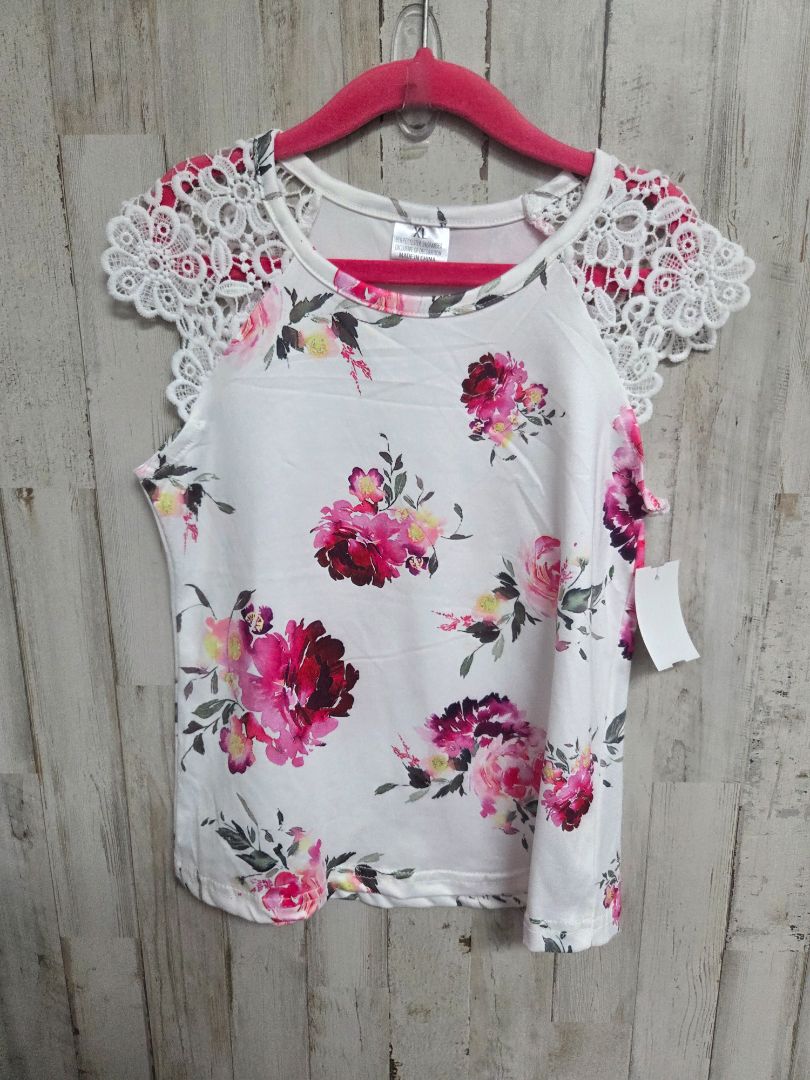 BOUTIQUE WHITE FLORAL LACE TOP, GIRLS 6