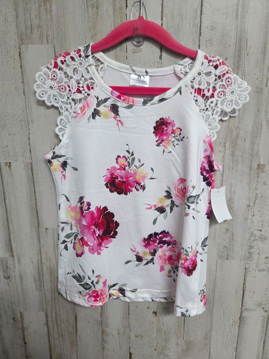 BOUTIQUE WHITE FLORAL LACE TOP, GIRLS 6