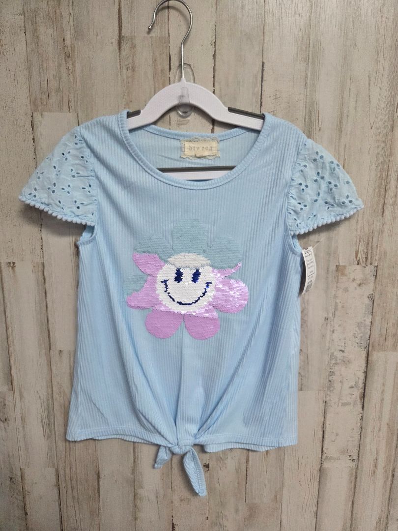 BLUE BTWEEN SEQUIN FLOWER TOP, GIRLS 8