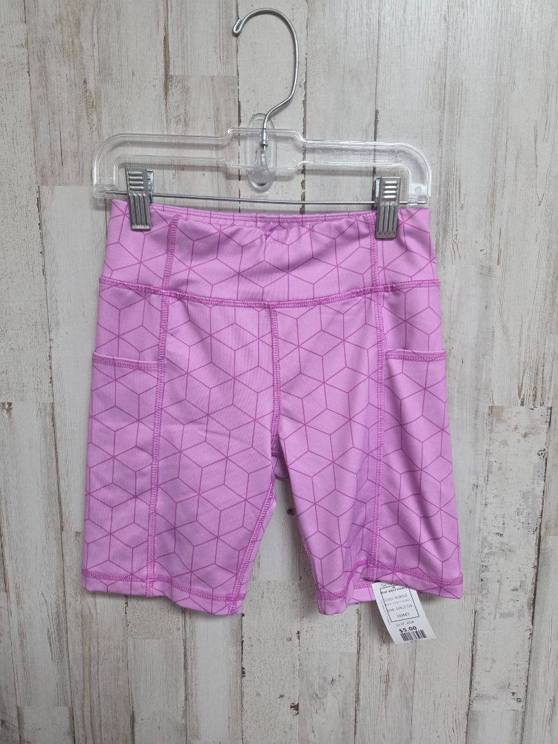 PURPLE ATHLETIC WORKS PRINT BIKER SHORTS, GIRLS 7/8