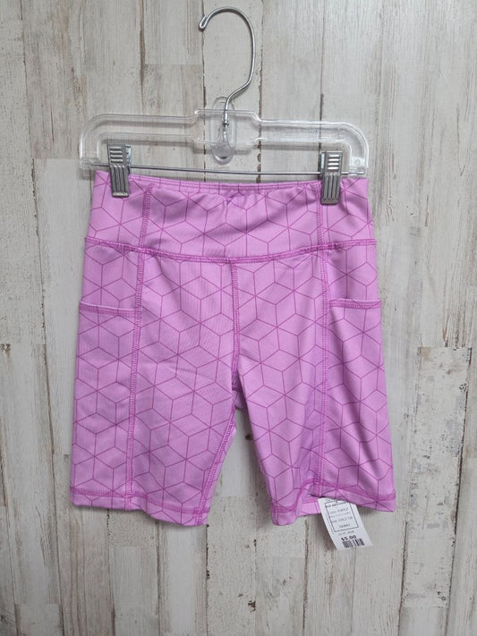 PURPLE ATHLETIC WORKS PRINT BIKER SHORTS, GIRLS 7/8