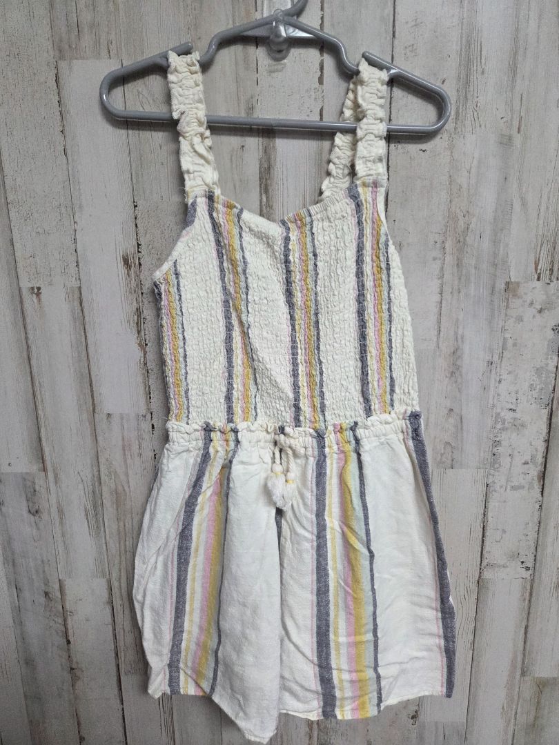 BEIGE ART CLASS STRIPE ROMPER, GIRLS 7/8