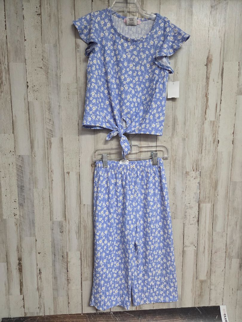 BLUE LOVE SQUARED GIRLS FLORAL 2PC SET, GIRLS 7
