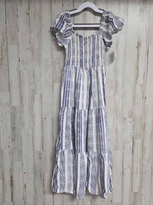NAVY/WHITE JESSICA SIMPSON STRIPE TIER MAXI, GIRLS 7