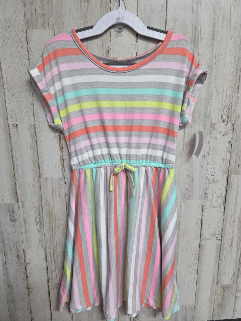 GREY ONE STEP UP STRIPE BOW DRESS, GIRLS 7/8