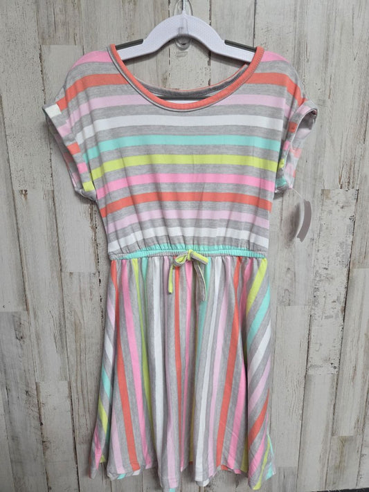 GREY ONE STEP UP STRIPE BOW DRESS, GIRLS 7/8
