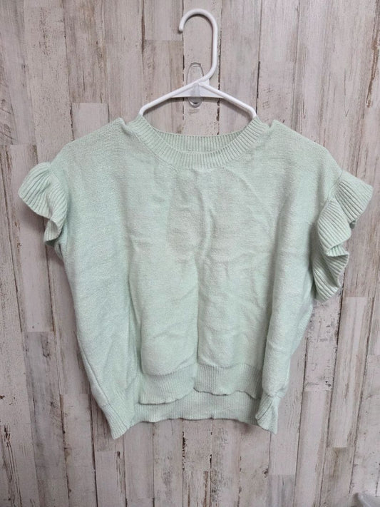 LT GREEN GILLI RUFFLE SLEEVE SWEATER, LADIES L