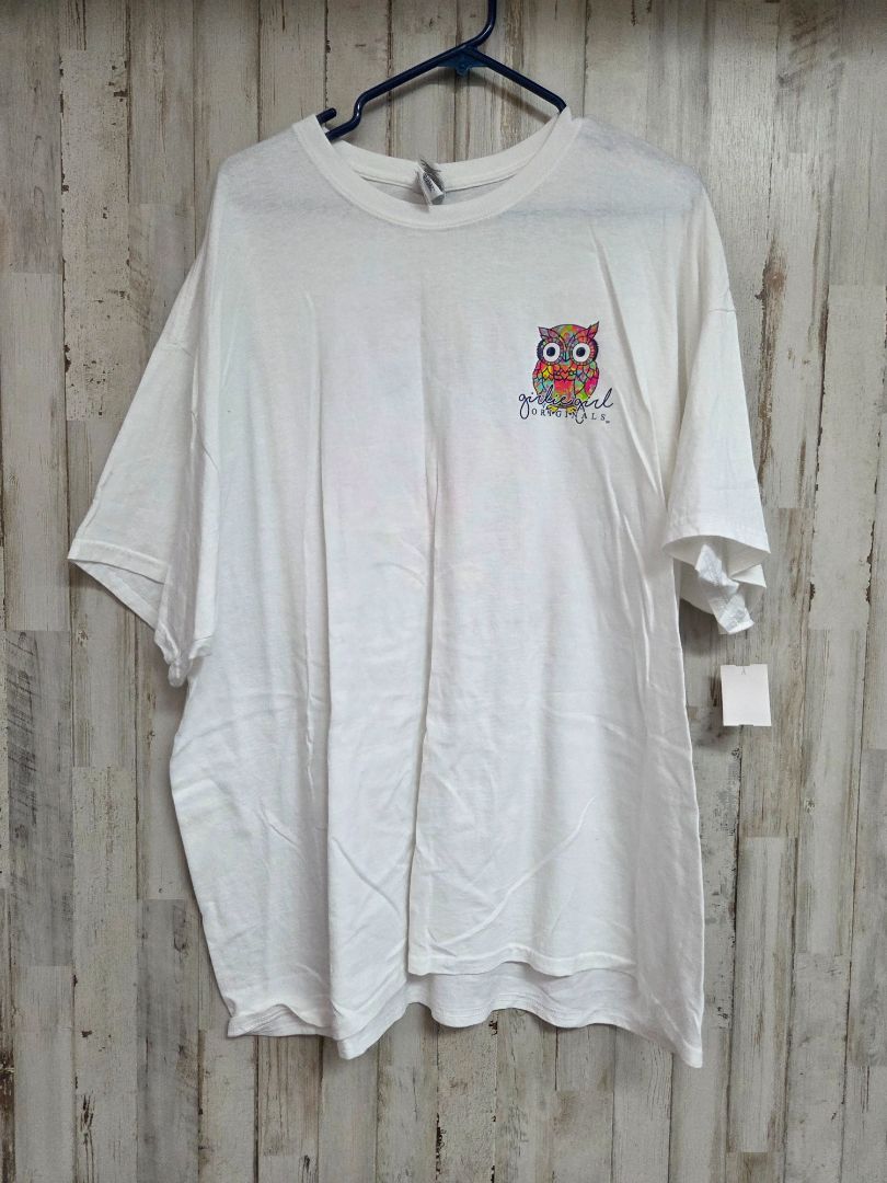 WHITE GIRLIE GIRL OWL TEE, LADIES 2X