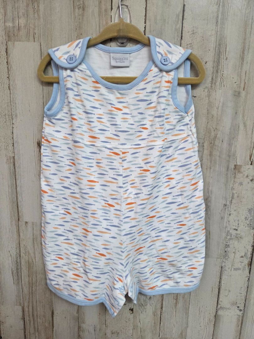 WHITE SQUIGGLES FISH ROMPER, BOY 12M