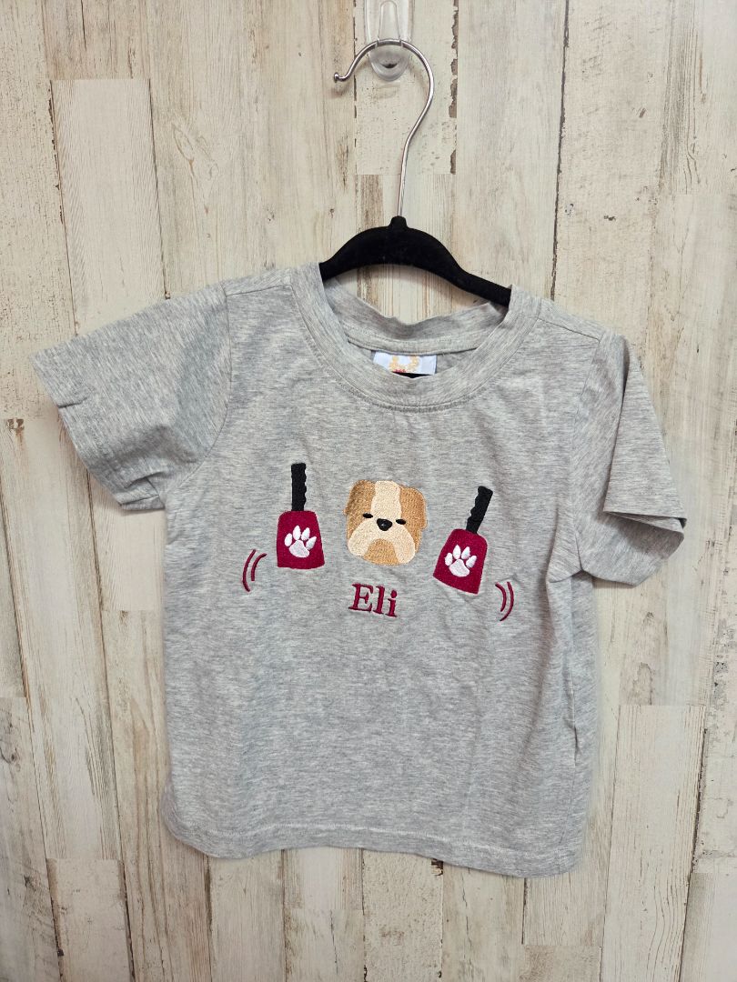 GREY BUSY BEES SMOCKS BULLDOG ELI TOP, BOY 2T