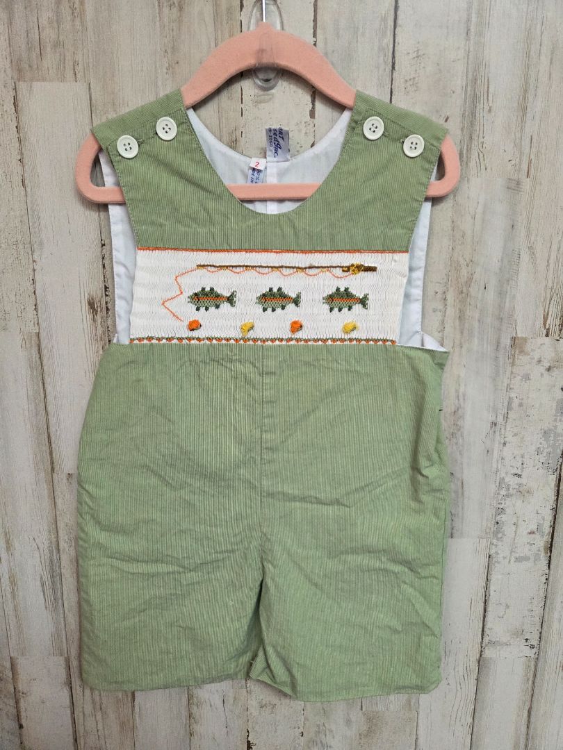 SAGE ORIENT EXPRESSED SMOCKED FISH ROMPER, BOY 2T