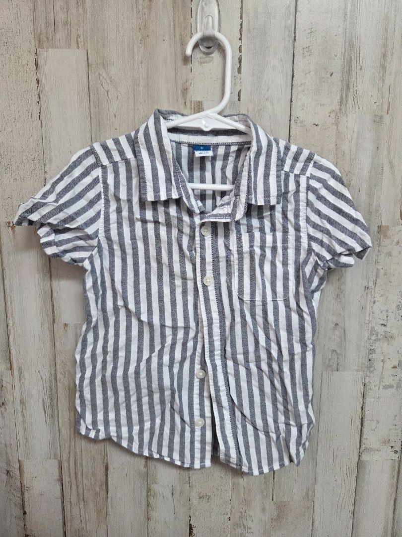 WHITE OLD NAVY STRIPED BUTTON UP, BOY 3T