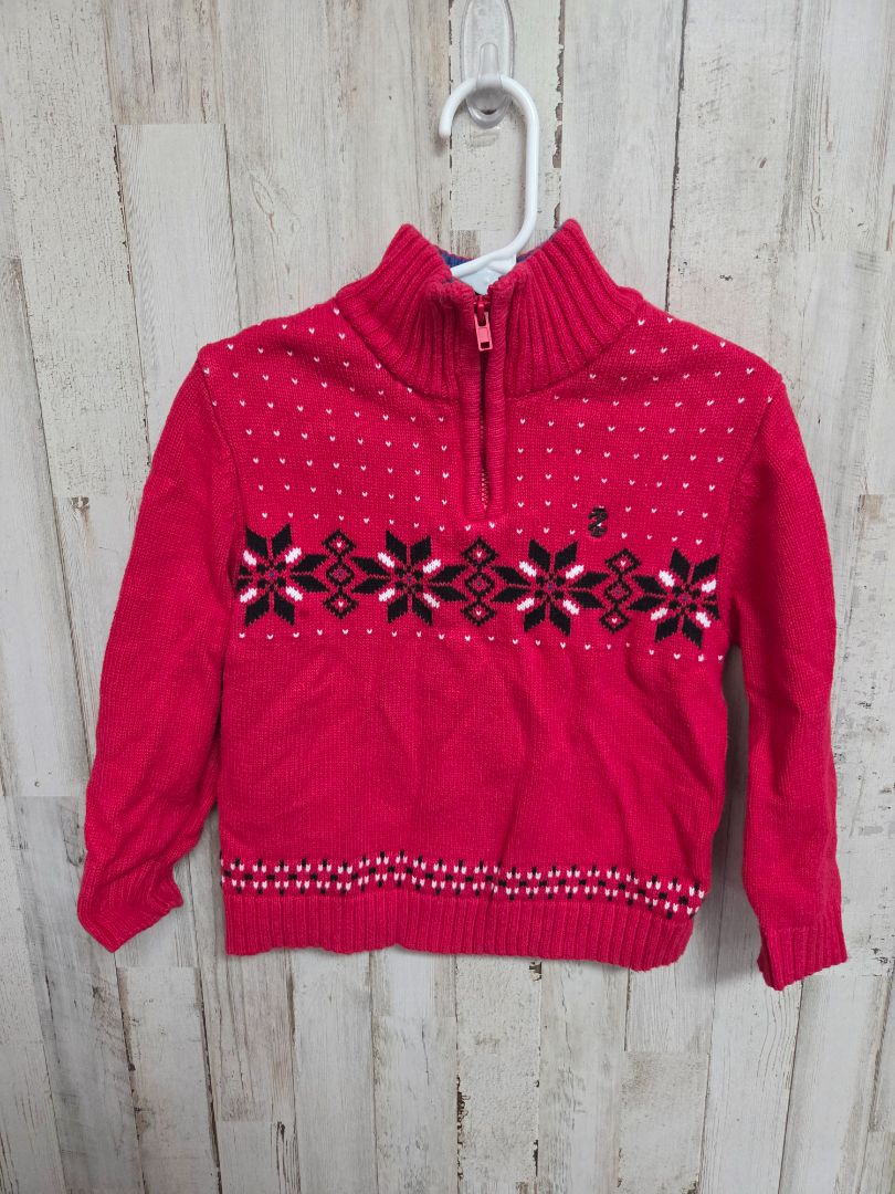 RED IZOD PATTERN KNIT SWEATER, BOY 3T