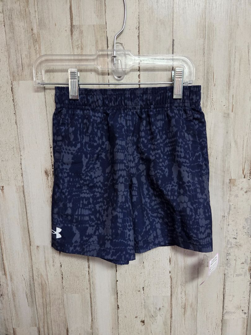NAVY/GREY UNDER ARMOUR PRINTED SHORTS, BOYS 4