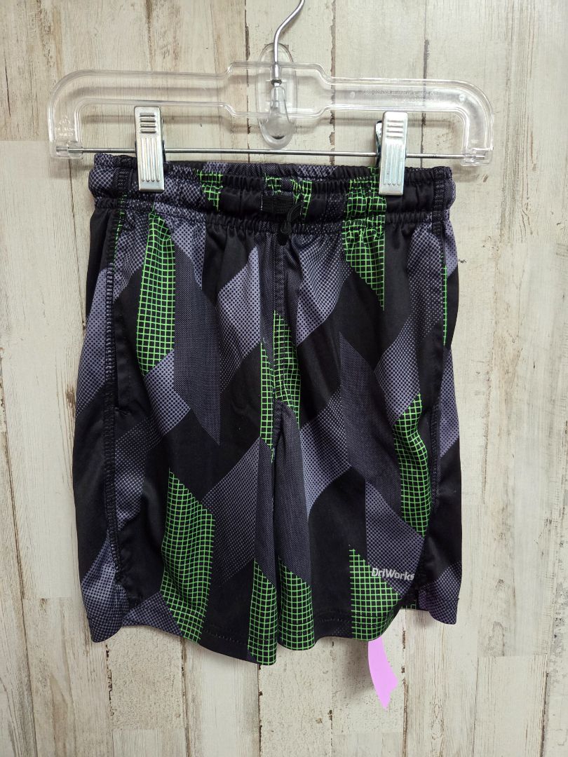 BLACK/GREEN ATHLETIC WORKS PRINTED SHORTS, BOYS 4/5
