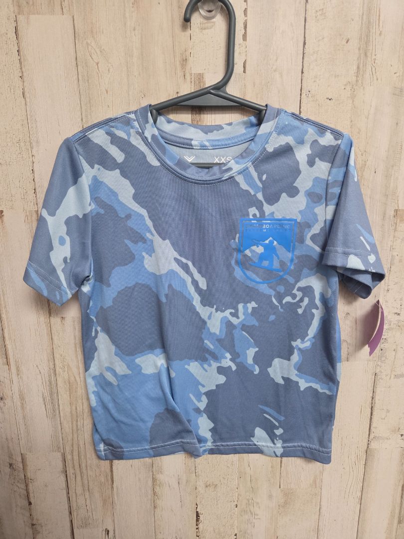 STEEL BLUE XERSION SNOWBOARD CAMO TEE, BOYS 4/5