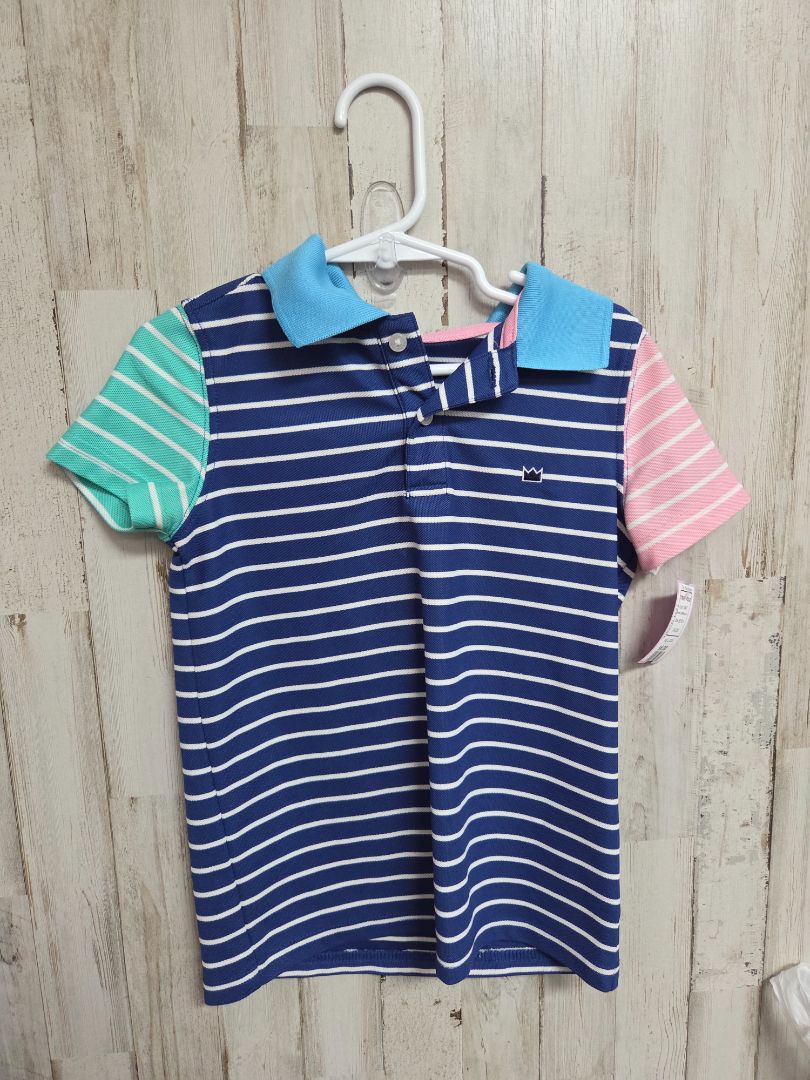 NAVY CROWN & IVY STRIPE POLO, BOYS 4