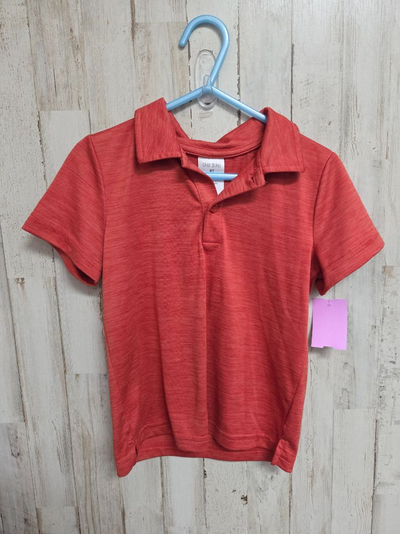BURNT ORANGE OKIE DOKIE HEATHERED POLO, BOYS 4T