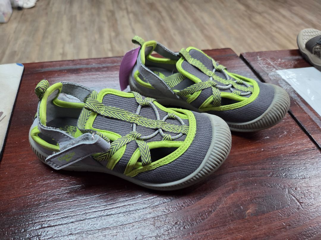 GREY/GREEN OSHKOSH VELCRO SANDAL, SHOES 12