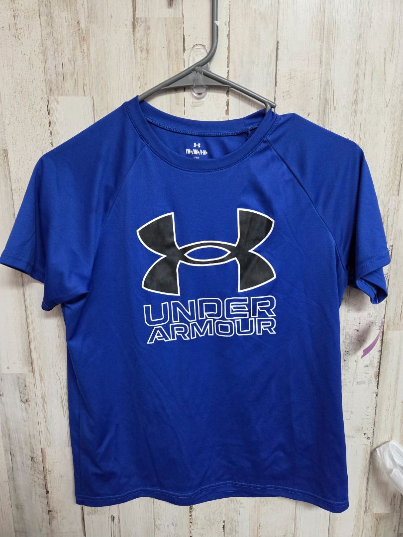 BLUE UNDER ARMOUR LOGO TEE, BOYS 10/12