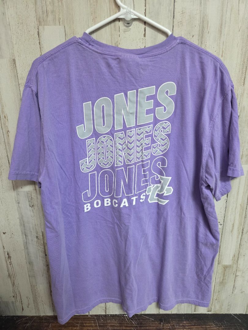 PURPLE COMFORT COLORS JONES BOBCATS TEE, LADIES L