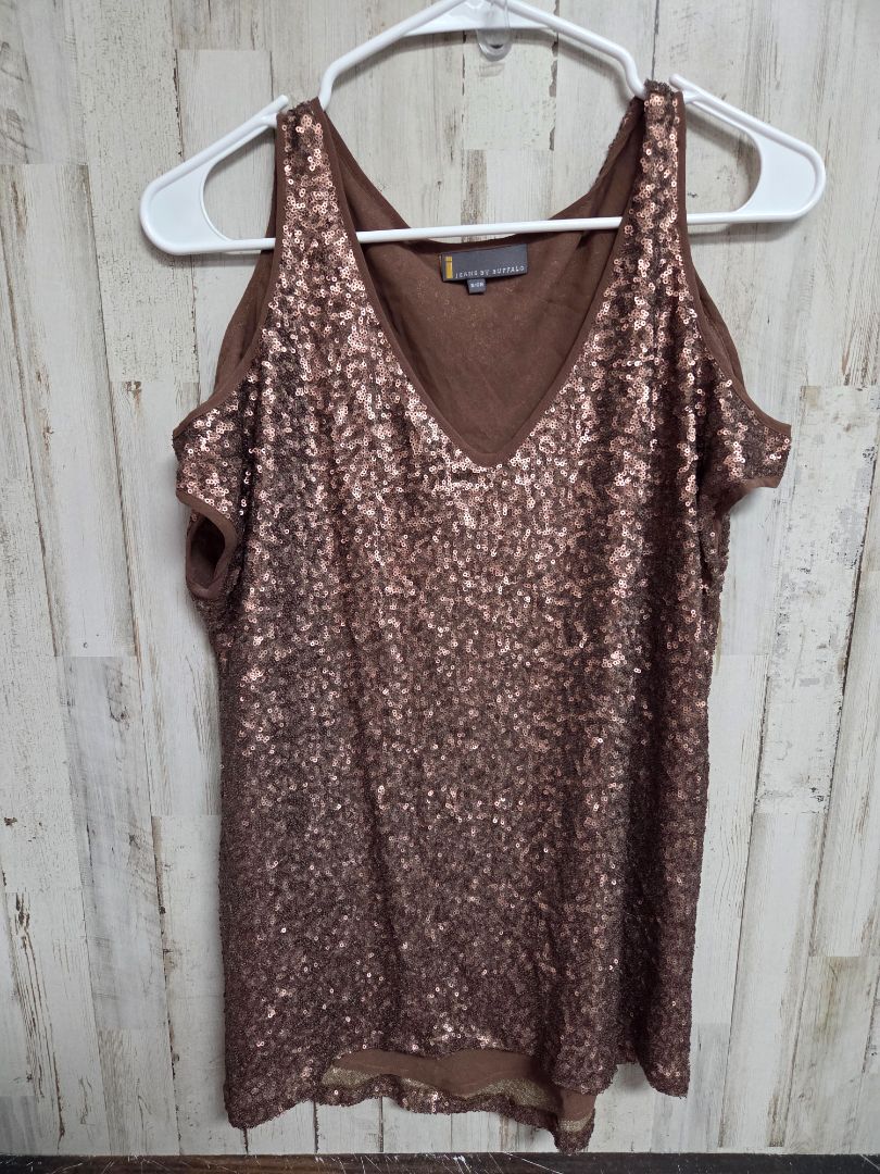 BROWN JEANS BY BUFFALO COLD SHOULDER SEQUIN TOP, LADIES S