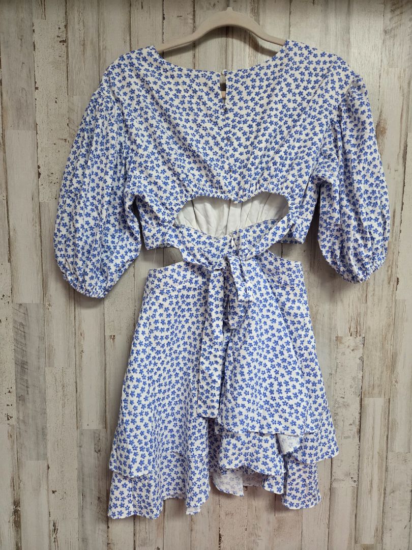 BLUE  FLORAL CUT OUT DRESS, LADIES S